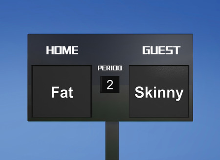 fat and skinny scoreboarddisplay the goal resultの写真素材