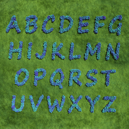 abc alphabet create by blue color flowersの写真素材