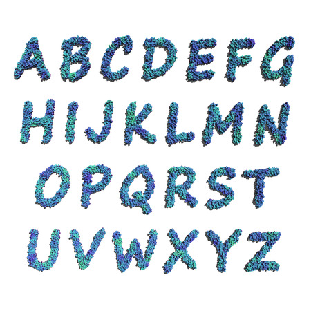 alphabet create by blue flowers white backgroundの写真素材