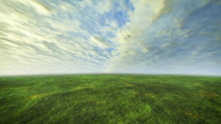 3D cloud and grass with green conceptの写真素材