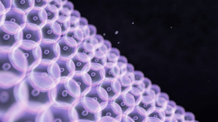 Abstract illustration of cells in mitosis and multiplication of cells for beauty and biology conceptの写真素材