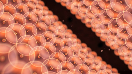 Abstract illustration of cells in mitosis and multiplication of cells for beauty and biology conceptの写真素材