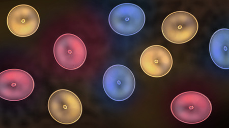 Abstract illustration of cells in mitosis and multiplication of cells for beauty and biology conceptの写真素材
