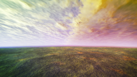 3D cloud and grass with green conceptの写真素材
