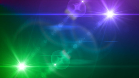 blue and purple light twin lens flare special effectの写真素材