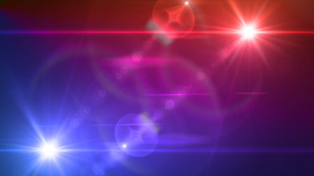 blue and red light twin lens flare special effectの写真素材