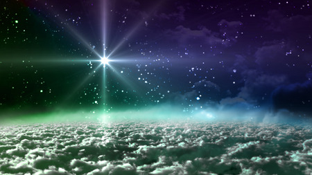 colorful starry night with star planet, it is representing the chrismas themeの写真素材