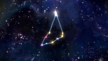 zodiac sign of beautiful bright stars on night sky backgroundの写真素材