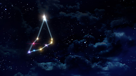 zodiac sign of beautiful bright stars on night sky backgroundの写真素材
