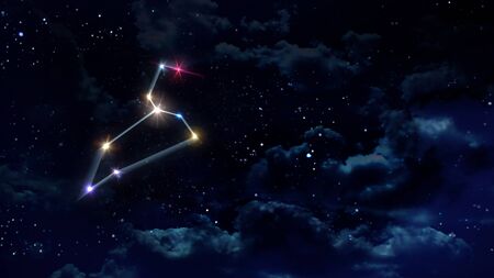 zodiac sign of beautiful bright stars on night sky backgroundの写真素材