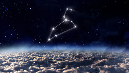 zodiac sign of the beautiful bright stars on night sky backgroundの写真素材