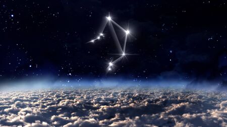 zodiac sign of the beautiful bright stars on night sky backgroundの写真素材