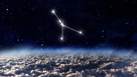 zodiac sign of the beautiful bright stars on night sky backgroundの写真素材