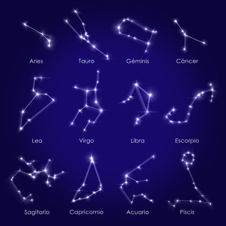 the zodiac sign of the beautiful bright stars on the background night skyの写真素材