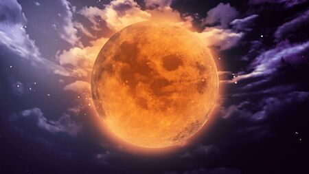 pumpkin orange color of the halloween moon