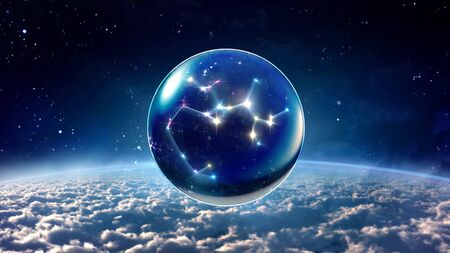 starry night star crystal ball of Horoscopes and Zodiac Signsの写真素材