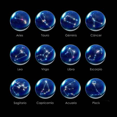 starry night star crystal ball of Horoscopes and Zodiac Signsの写真素材