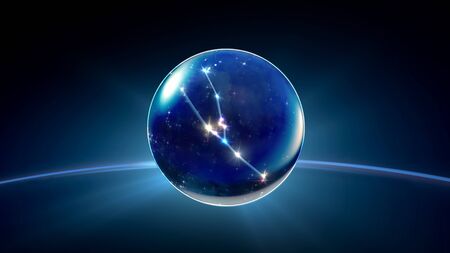 starry night star crystal ball of Horoscopes and Zodiac Signsの写真素材