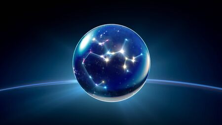 starry night star crystal ball of Horoscopes and Zodiac Signsの写真素材