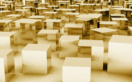 The 3d cube create by metal textures and materials