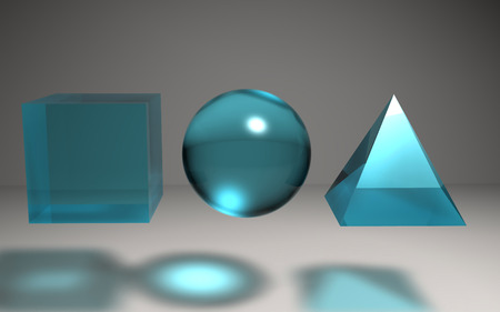 The 3d geometric create by difference textures and materialsの写真素材