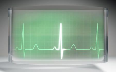 The futuristic liquid crystal display for EKG monitor medical themeの写真素材