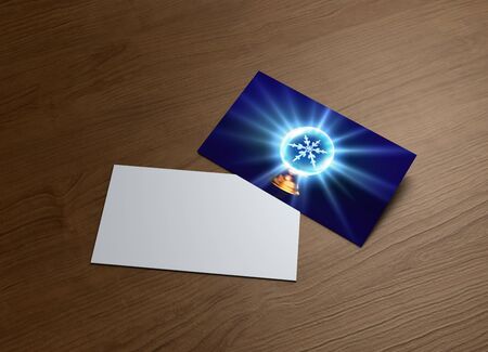 greeting cards of snowflake in ice crystal ball background for Christmas celebration themeの写真素材