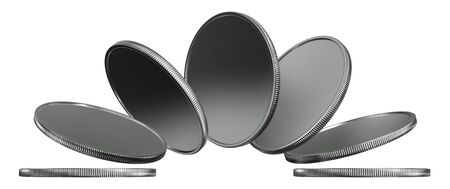 3d render of silver coin isolated on white backgroundの写真素材