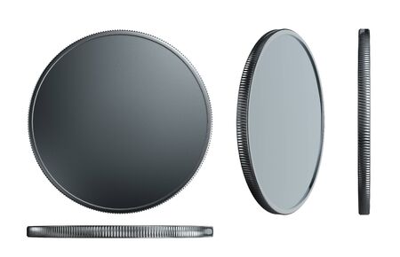 3d render of plastic silver with plated materials medal isolated on white backgroundの写真素材