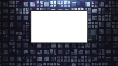 blank wide screen TV on brick wall for promotion displayの写真素材