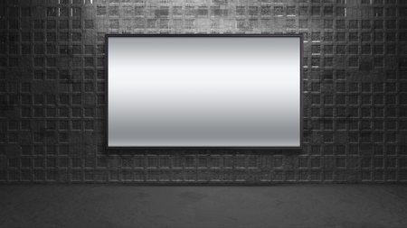 blank wide screen TV on brick wall for promotion displayの写真素材