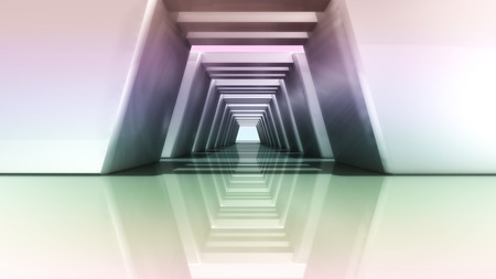 futuristic design of Corridor interior with metal materialsの写真素材