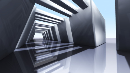 futuristic design of Corridor interior with metal materialsの写真素材