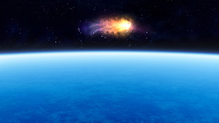 Dramatic concept of 3D earth in space scene for background.の写真素材