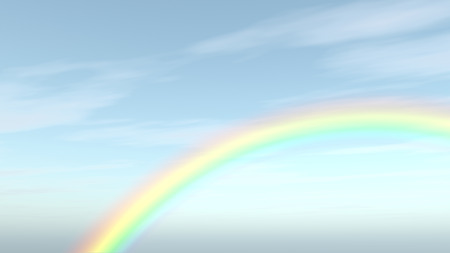 3d illustration of rainbow and blue skyの写真素材