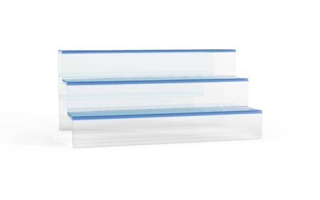 three tier of glass display stand by 3D renderingの写真素材