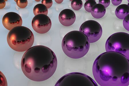 3d illustration of abstract metallic balls backgroundsの写真素材