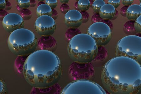 3d illustration of abstract metallic balls backgroundsの写真素材