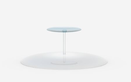 two tiers of round glass stand by 3D renderingの写真素材