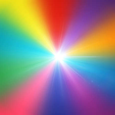 the round shape of colorful spectrum and star flareの写真素材