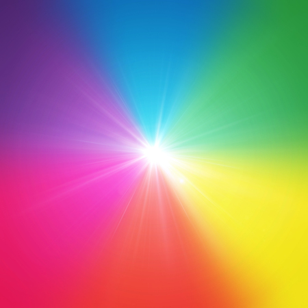 the round shape of colorful spectrum and star flareの写真素材
