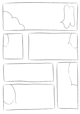 manga storyboard layout template for rapidly create the comic book style. A4 design of paper ratio is fit for print out.のイラスト素材