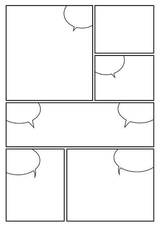manga storyboard layout template for rapidly create the comic book style. A4 design of paper ratio is fit for print out.のイラスト素材