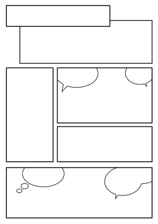 manga storyboard layout template for rapidly create the comic book style. A4 design of paper ratio is fit for print out.のイラスト素材