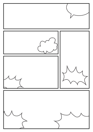 manga storyboard layout template for rapidly create the comic book style. A4 design of paper ratio is fit for print out.のイラスト素材