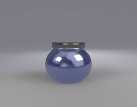 skin care product with blue acrylic cosmetic jar front view by 3D renderingの写真素材