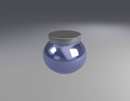 skin care product with blue acrylic cosmetic jar by 3D renderingの写真素材