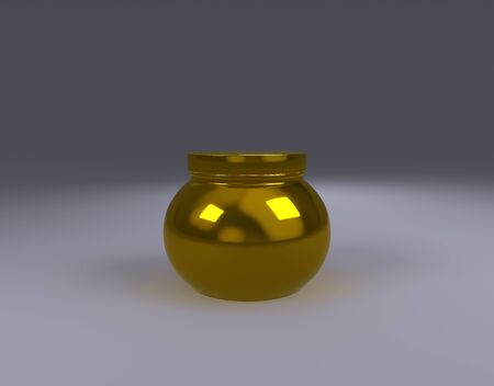 3D  gold jar   front viewの写真素材