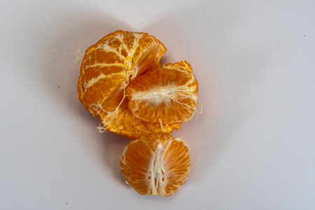 Ripe and fresh mandarin isolated on white background. Close-up, macro. Citrusの写真素材