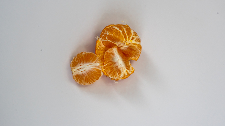 Ripe and fresh mandarin isolated on white background. Close-up, macro. Citrusの写真素材
